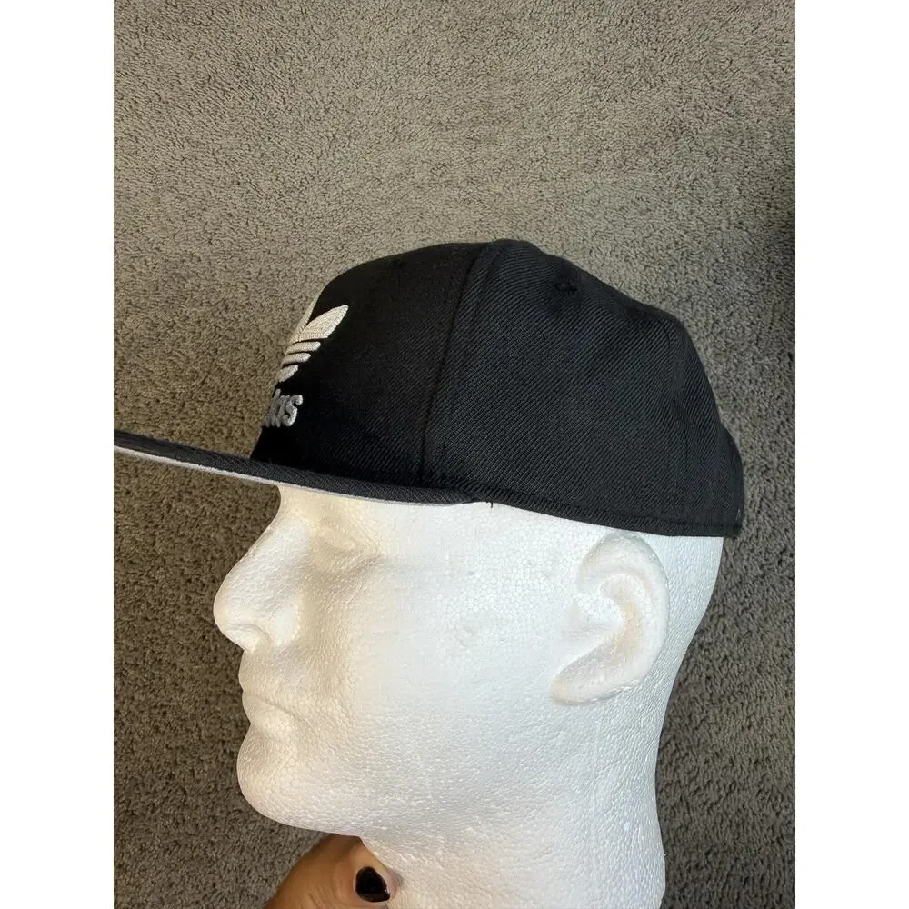 Adidas Hat Cap Snap Back Mens One Size Black Trefoil Embroidered Logo Adjustable